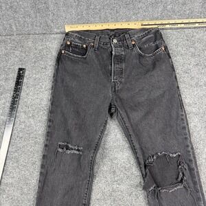 Levi's Jeans Womens Size‎ 28 Black 501 Original Distressed Straight Leg Denim